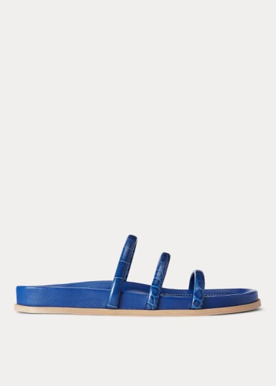 Women's Polo Ralph Lauren Leather Slide Sandals | 079358AIN